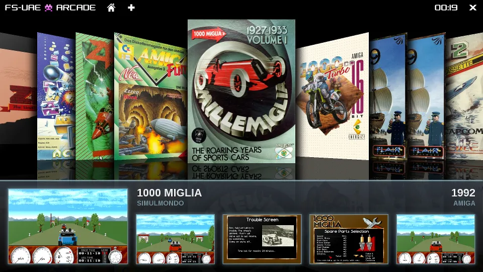 Juegos retro de autos en FS-UAE Arcade.