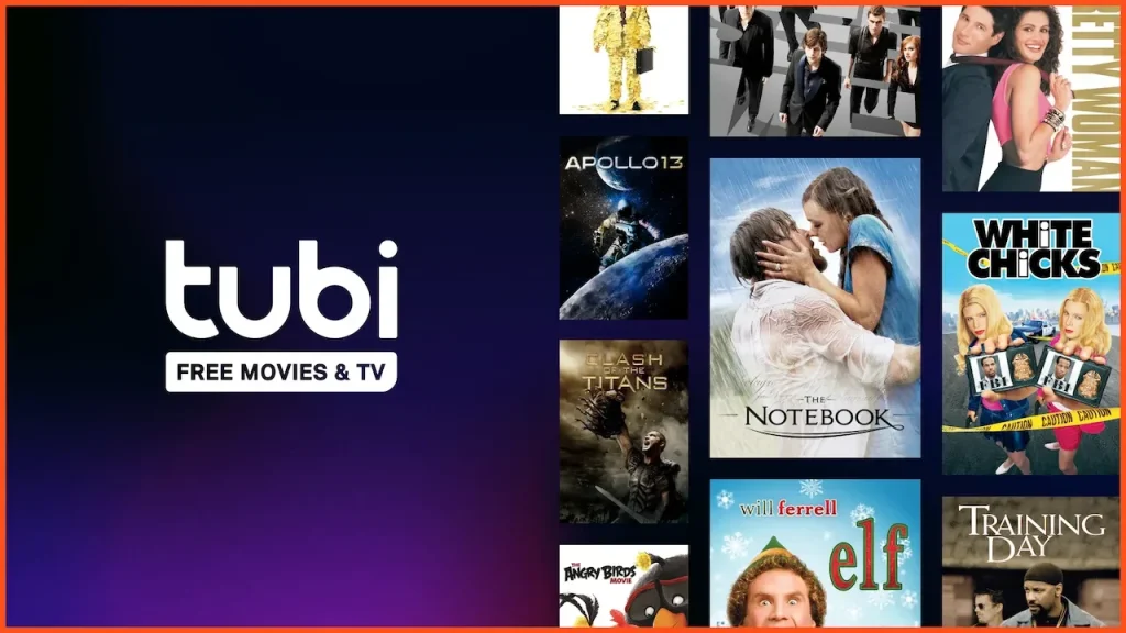 Catálogo de películas en Tubi, servicio gratuito.