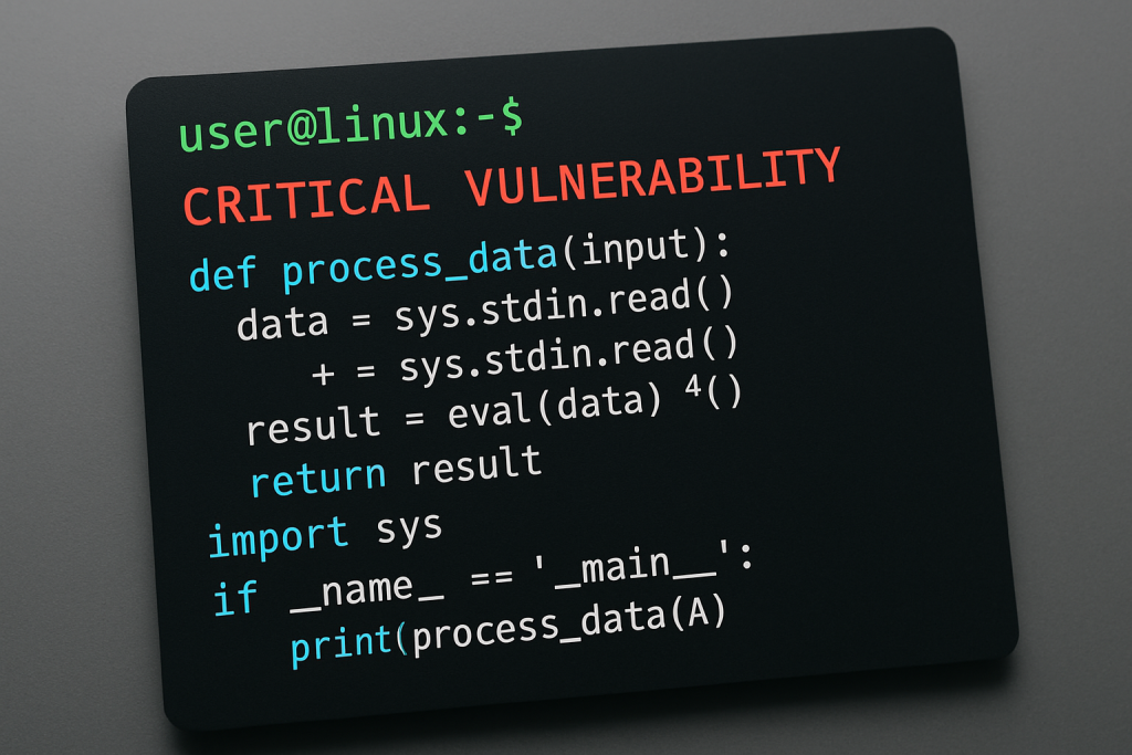 Vulnerabilidad crítica en Linux causada por un solo carácter: Investigación 2026 Pantalla de terminal Linux mostrando código de vulnerabilidad crítica por un carácter