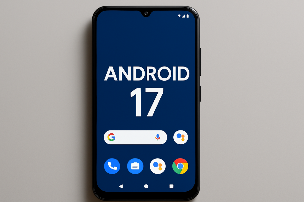 Pantalla mostrando la interfaz de Android 17 con las nuevas características visuales y de IA