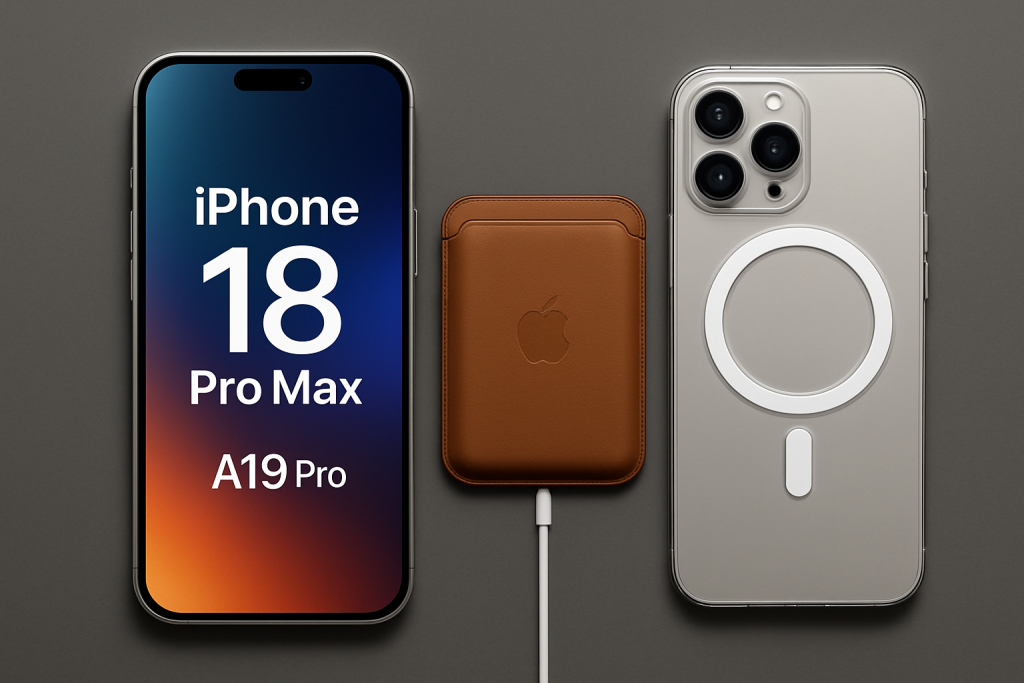 iPhone 18 Pro Max con chip A19 Pro y accesorios MagSafe 4 en 2026