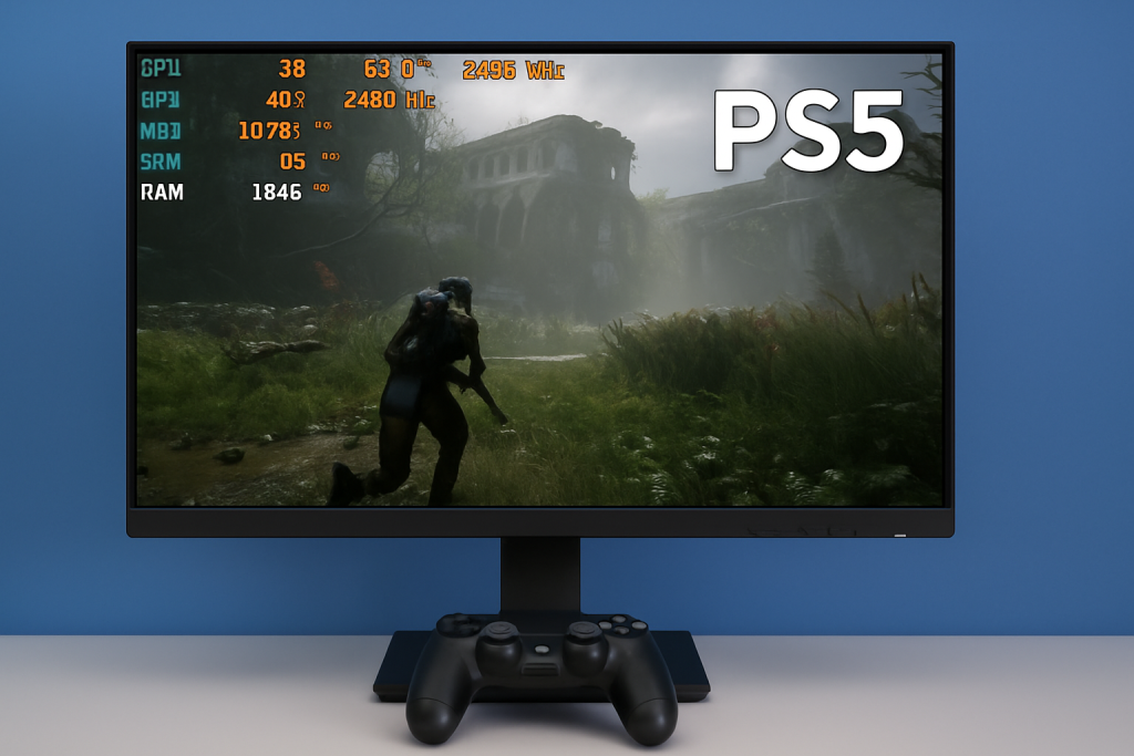 Captura de Shadps4 ejecutando un juego de PS5 en PC con estadísticas de rendimiento visibles