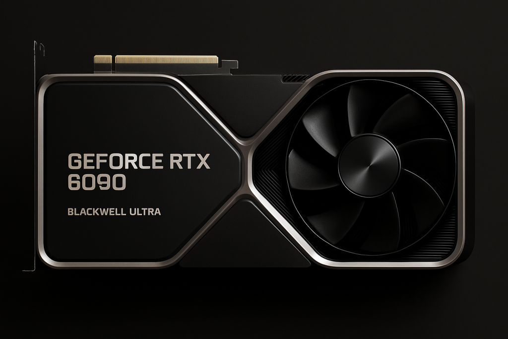 GeForce RTX 6090: especificaciones, precio y todo lo que se sabe Render conceptual de la GPU NVIDIA GeForce RTX 6090 con arquitectura Blackwell Ultra
