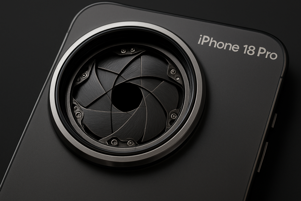 Sistema de iris mecánico del iPhone 18 Pro con siete láminas de diafragma variable