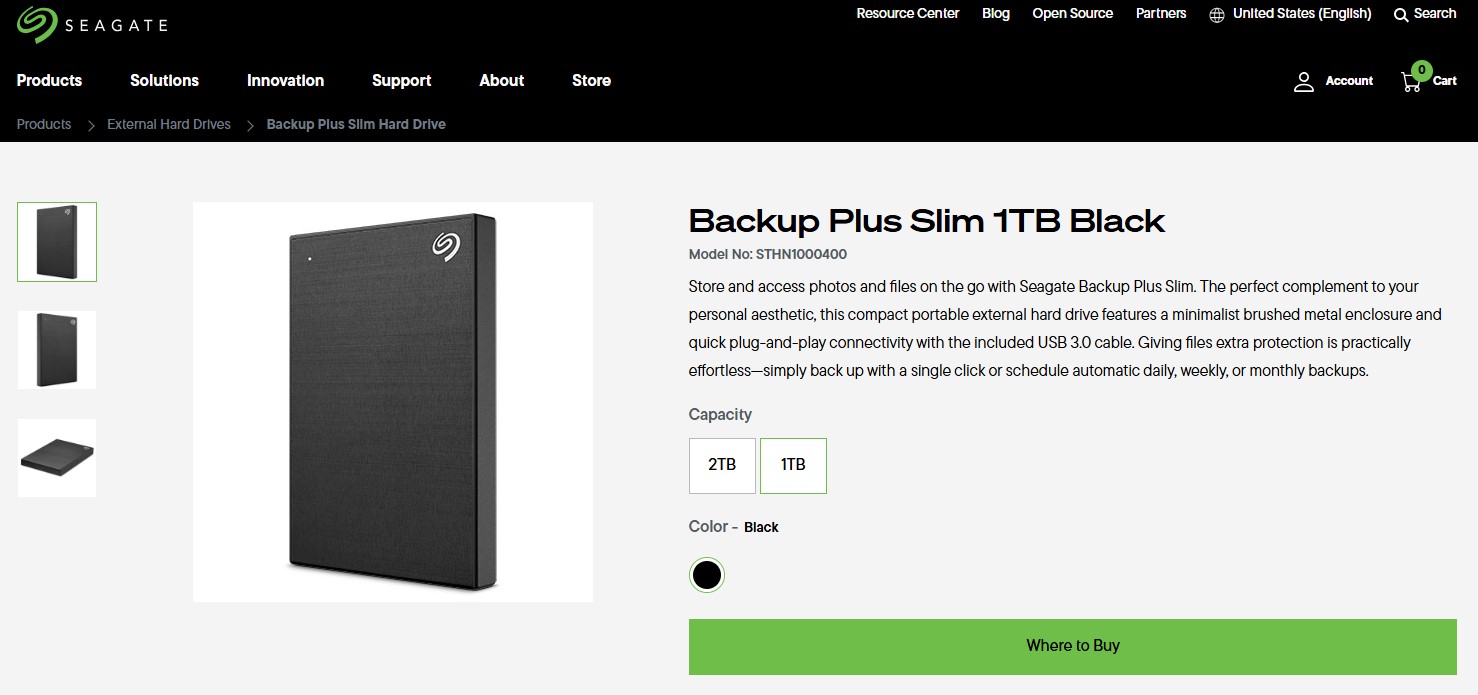 Disco duro externo Seagate Backup Plus Slim 1TB