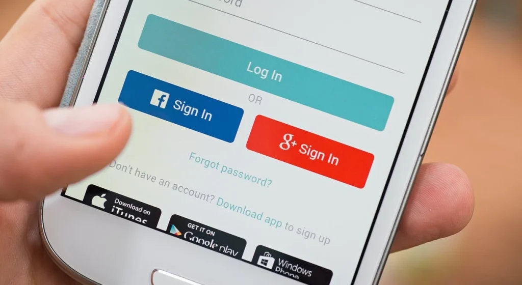 Pantalla de inicio de sesión en smartphone